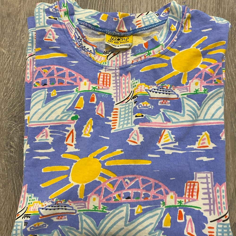 Vintage Ken Done Australian Tee Shirt 80s Pop Art Australia Landmarks - Size M - Picture 2 of 11
